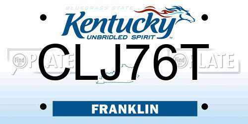 CLJ76T Kentucky License Plate