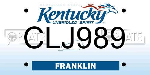 CLJ989 Kentucky License Plate
