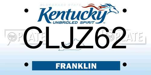CLJZ62 Kentucky License Plate