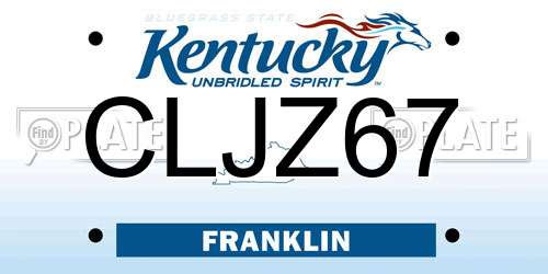 CLJZ67 Kentucky License Plate