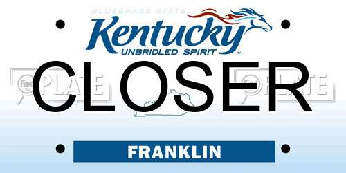 CLOSER Kentucky License Plate