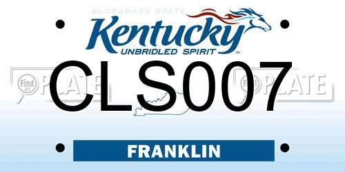 CLS007 Kentucky License Plate