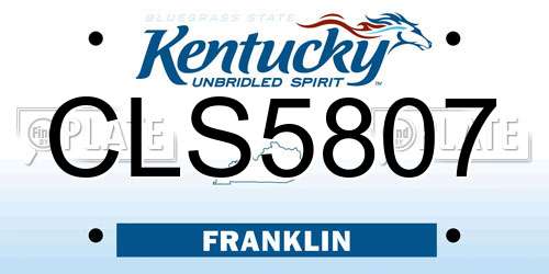 CLS5807 Kentucky License Plate