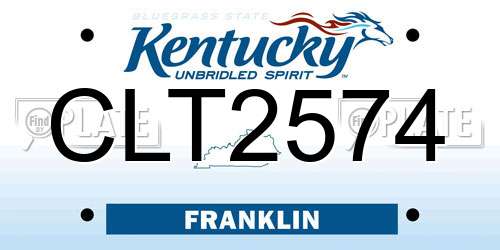 CLT2574 Kentucky License Plate