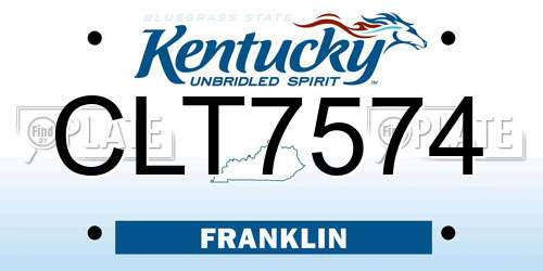 CLT7574 Kentucky License Plate