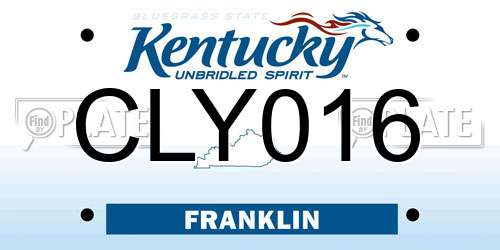 CLY016 Kentucky License Plate