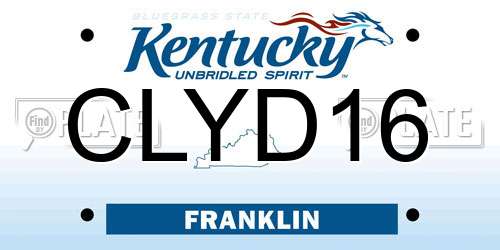 CLYD16 Kentucky License Plate