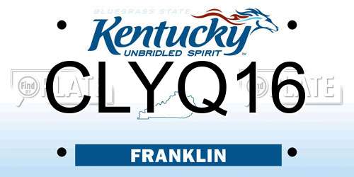 CLYQ16 Kentucky License Plate