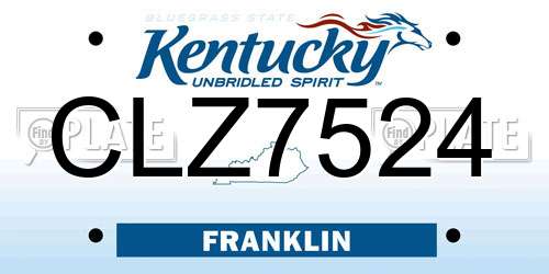 CLZ7524 Kentucky License Plate