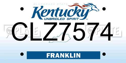 CLZ7574 Kentucky License Plate