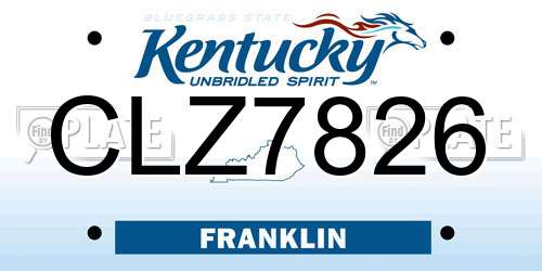 CLZ7826 Kentucky License Plate