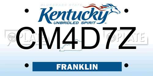 CM4D7Z Kentucky License Plate