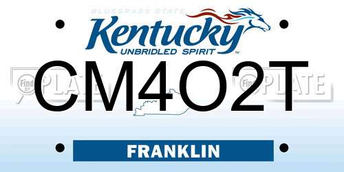 CM4O2T Kentucky License Plate