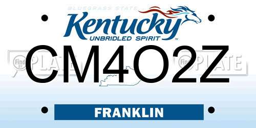 CM4O2Z Kentucky License Plate