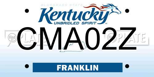 CMA02Z Kentucky License Plate