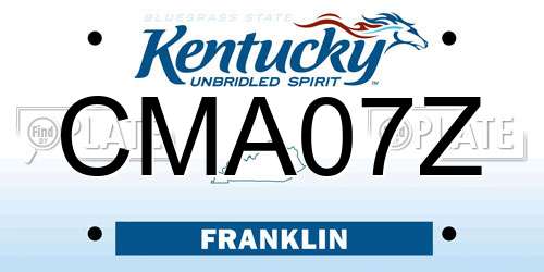 CMA07Z Kentucky License Plate