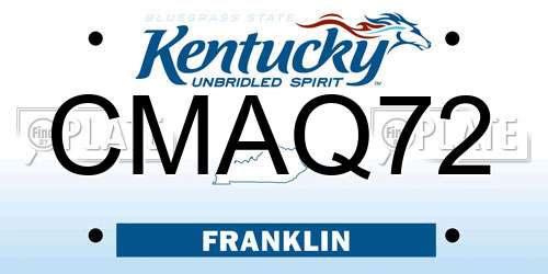 CMAQ72 Kentucky License Plate