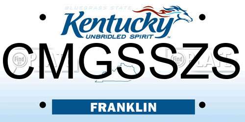 CMGSSZS Kentucky License Plate