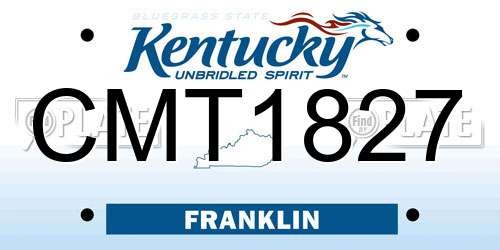 CMT1827 Kentucky License Plate