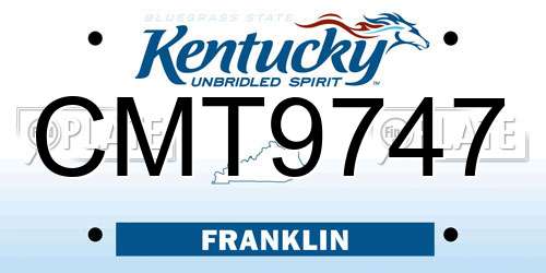 CMT9747 Kentucky License Plate