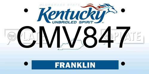 CMV847 Kentucky License Plate