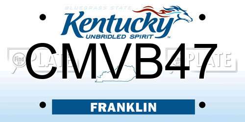 CMVB47 Kentucky License Plate