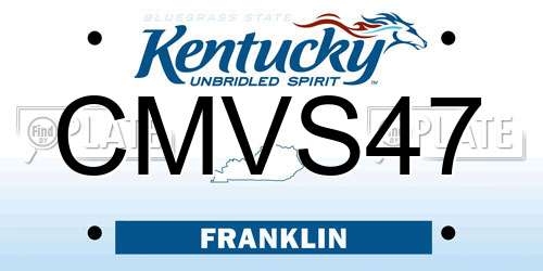 CMVS47 Kentucky License Plate