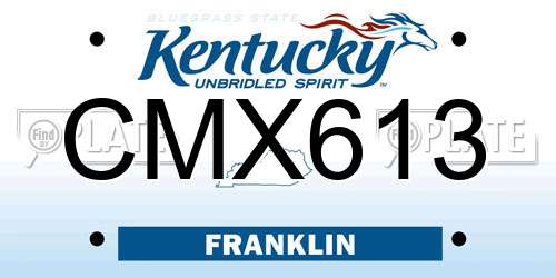 CMX613 Kentucky License Plate