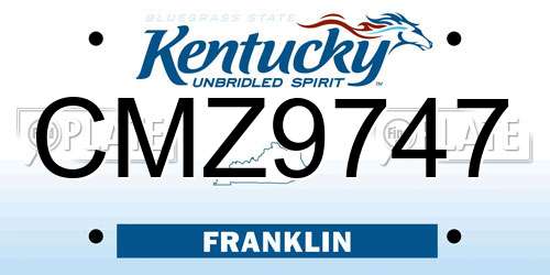 CMZ9747 Kentucky License Plate