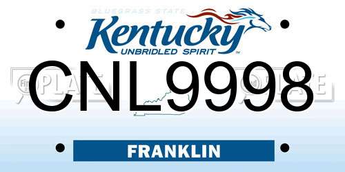 CNL9998 Kentucky License Plate