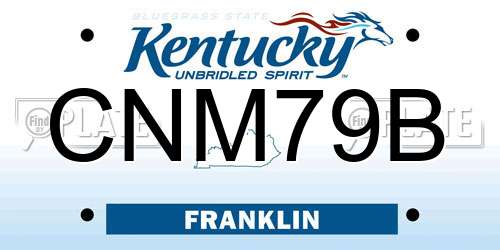 CNM79B Kentucky License Plate
