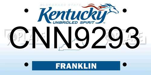 CNN9293 Kentucky License Plate