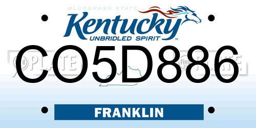 CO5D886 Kentucky License Plate