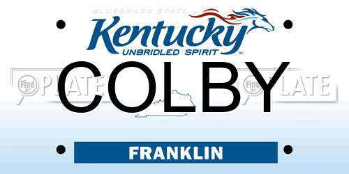 COLBY Kentucky License Plate
