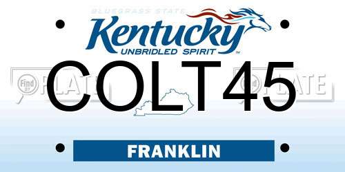 COLT45 Kentucky License Plate
