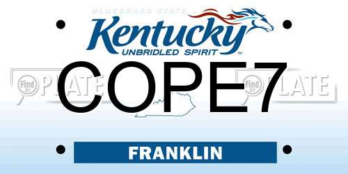 COPE7 Kentucky License Plate