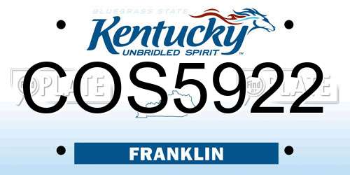 COS5922 Kentucky License Plate