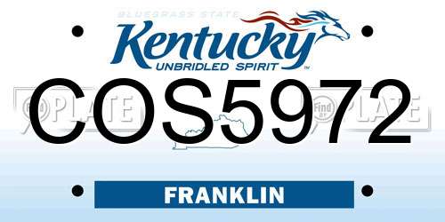 COS5972 Kentucky License Plate