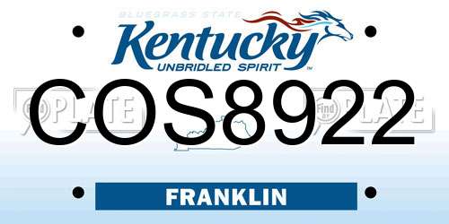 COS8922 Kentucky License Plate