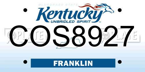 COS8927 Kentucky License Plate