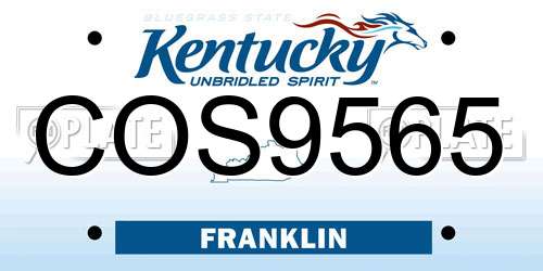 COS9565 Kentucky License Plate