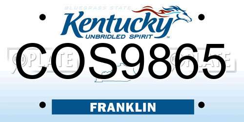 COS9865 Kentucky License Plate
