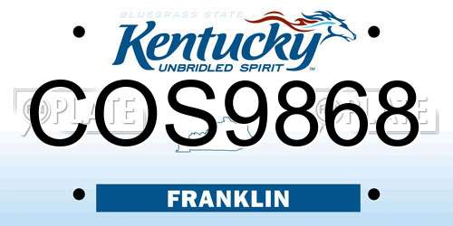 COS9868 Kentucky License Plate
