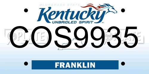 COS9935 Kentucky License Plate
