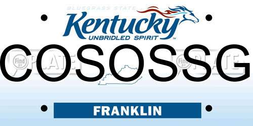 COSOSSG Kentucky License Plate
