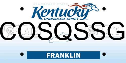COSQSSG Kentucky License Plate
