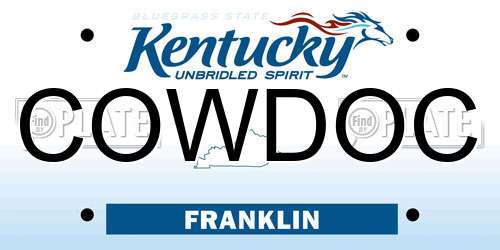 COWDOC Kentucky License Plate