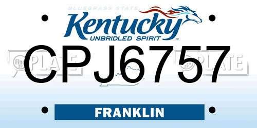 CPJ6757 Kentucky License Plate