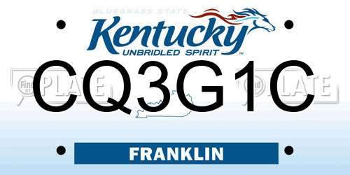 CQ3G1C Kentucky License Plate