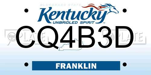 CQ4B3D Kentucky License Plate